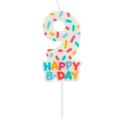 Afbeelding van Folat Kaars cozy sprinkles cijfer 9 7 cm