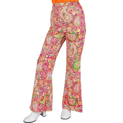 Afbeelding van Widmann Damesbroek uit de jaren 60, hippie, reggae, Flower Power, Disco Fever, uitlopend patroon