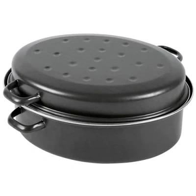 Afbeelding van Krüger Braadpan van zwart geëmailleerd verchroomd 30 cm