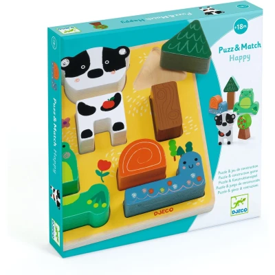 Afbeelding van Djeco houten puzzel en sorteerspel happy 10st