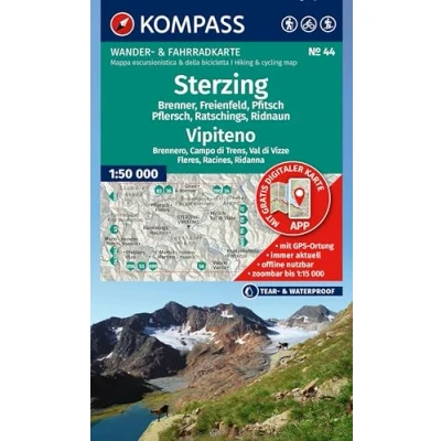 Afbeelding van KOMPASS Wanderkarte 44 Sterzing / Vipiteno 1:50.000