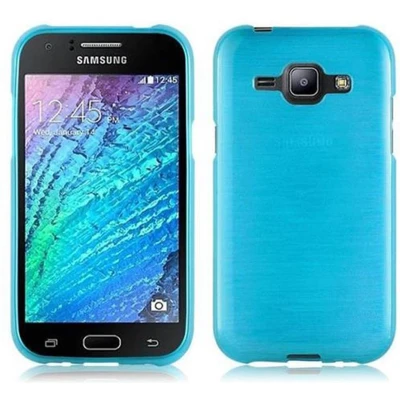 Afbeelding van Cadorabo Hoesje geschikt voor Samsung Galaxy J1 2015 in TURKOOIS Beschermhoes van flexibel TPU silicone Case Cover Brushed design