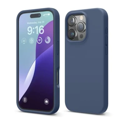 Afbeelding van elago Compatibel met iPhone 16 Pro hoesje, hoogwaardige vloeibare siliconen hoes, volledige beschermhoes, schokbestendig, slanke telefoonhoes