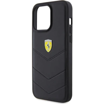 Afbeelding van iPhone 15 Pro Backcase hoesje Ferrari Effen Zwart Leer