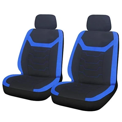 Afbeelding van Sakura SS5400 Finsbury Set van 2 voorstoelhoezen voor auto en bestelwagen, zwart met blauwe inzetstukken, eenvoudige pasvorm, universeel, 30 x 72 42 cm