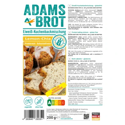 Afbeelding van Adam&#039;s Cake Lemon Chia Bakmix (200 gr)