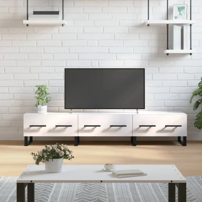 Afbeelding van Tv meubel 150x36x30 cm bewerkt hout hoogglans wit