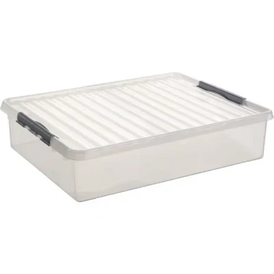 Afbeelding van Sunware Q line opbergbox 60L transparant metaal 80 x 50 18 cm