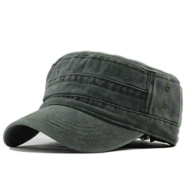 Afbeelding van UAOOK Hoogwaardige klassieke militaire pet voor heren, laag profiel, zomer, 100% katoen, verstelbaar, Fiddler hoed, legerplat, baseballpet, retro, schilder, Groen