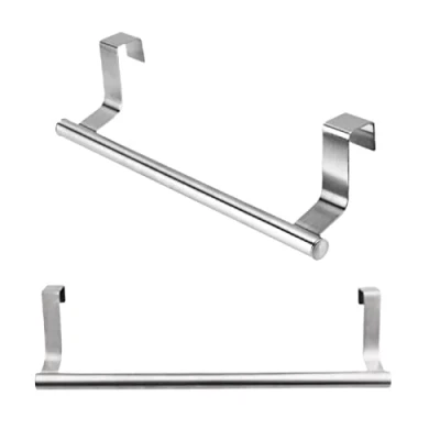 Afbeelding van 2 stuks handdoekhouder voor deur, theedoek, keuken, roestvrij staal, om op te hangen, zonder boren, badkamer en slaapkamer (23 cm)
