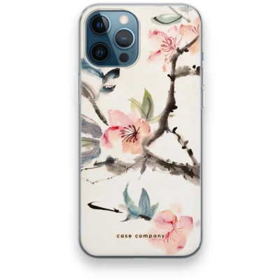 Afbeelding van Case Company® hoesje geschikt voor iPhone 12 Pro Japanse bloemen Soft Cover Telefoonhoesje Bescherming aan alle Kanten en Schermrand
