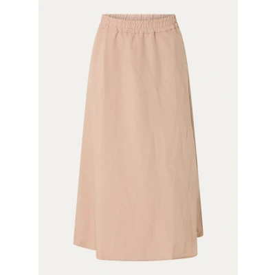 Afbeelding van Moscow dames Stella midi rok van crêpe met split in de kleur Donkerbeige, maat: S