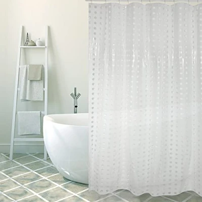 Afbeelding van MSV Douchegordijn met ringen wit transparant PVC 180 x 200 cm wasbaar Voor bad en douche