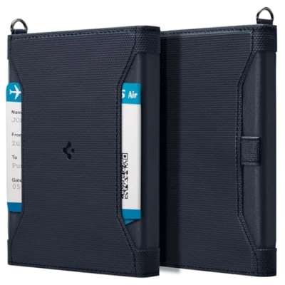 Afbeelding van Spigen Paspoorthoes met RFID blokkering en simkaart pin van kunstleer Marineblauw
