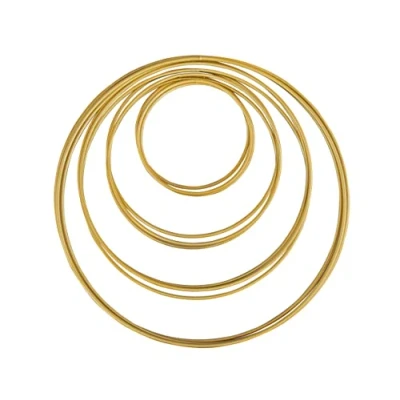 Afbeelding van Rayher 25211616 12 stuks metalen ringen in 4 verschillende maten gouden coating dikte ca. 3 mm voor knutselen, wikkeltechniek, dromenvanger