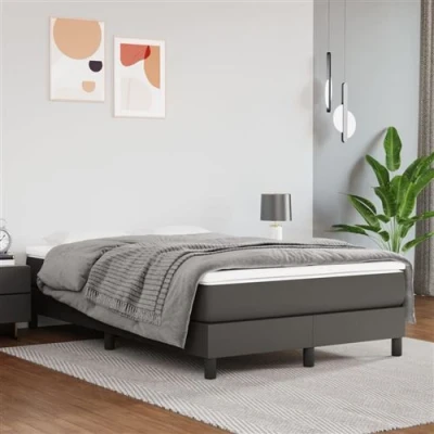 Image de vidaXL Sommier à lattes de lit avec matelas Gris 120x200 cm Similicuir