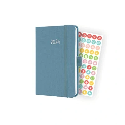 Afbeelding van Sigel agenda 2024 Jolie Feel A6 hardcover 7 dagen / 2 pagina&#039;s powder blue SI J4400