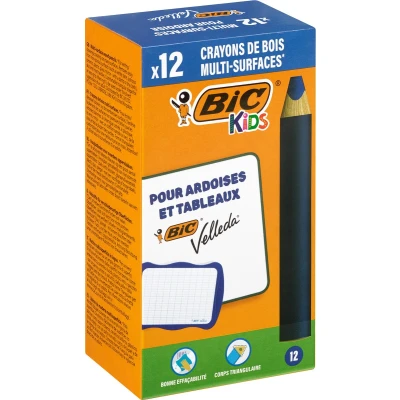 Afbeelding van Whiteboardpotlood BicKids Multi Surface blauw doos à 12 stuks