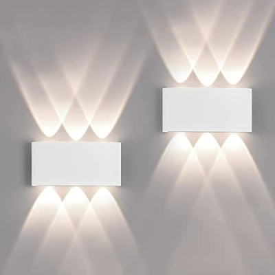 Afbeelding van 2 stuks wandlampen voor buiten/binnen, led, buitenlampen, 1200 lm, IP65, waterdicht, modern, aluminium, up and down, lichtlamp, spot, wandlamp (wit 4500 K, natuurlijk licht)