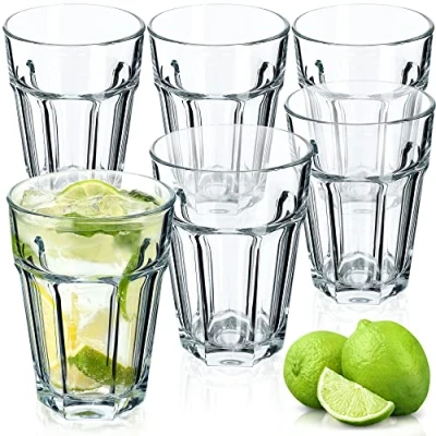 Afbeelding van KADAX Amelie Drinkglazen, set van 6 glazen, 365 ml, lang, neutraal/calciumglas, vaatwasmachinebestendig, stapelbaar, cocktailglazen, koffieglazen, theeglazen,
