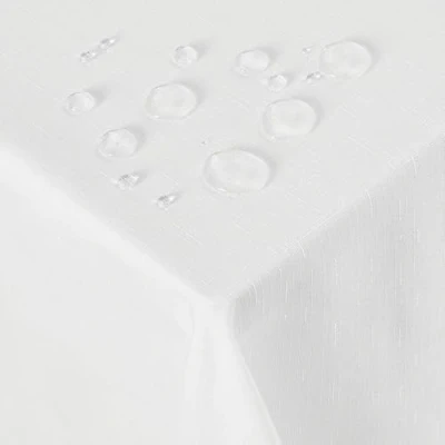 Afbeelding van Deconovo Rechthoekig tafelkleed, linnenlook, waterdicht, voor tafel, 140 x 240 cm, wit