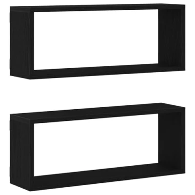 Afbeelding van vidaXL Wandplanken Set van 2 Zwart eikenhout Engineered wood