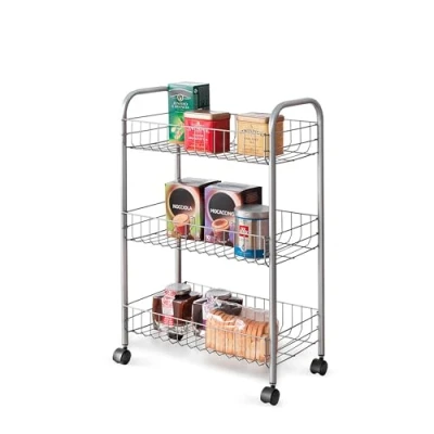 Afbeelding van Tomado Metaltex Keuken/Badkamer Opbergtrolley Lugano 41X23X63 Cm Wieltjes
