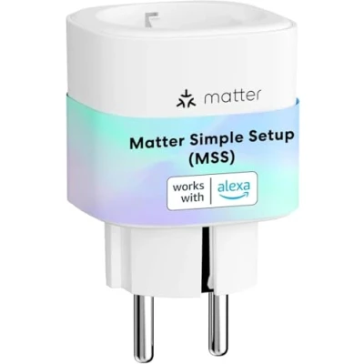 Afbeelding van Meross Matter Prise Connectée (Type F), 16A WiFi Compatible avec Apple Home, Alexa et Google Mesure de Consommation d&#039;Énergie pour Panneau Solaire Photovoltaïque