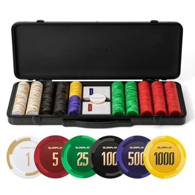 Afbeelding van SLOWPLAY Godel 500 stuks 14 g pokerchips voor Texas Hold&#039;em met waarden beschikt over een hoogwaardige chipbox bijzonder robuuste polycarbonaat schaal
