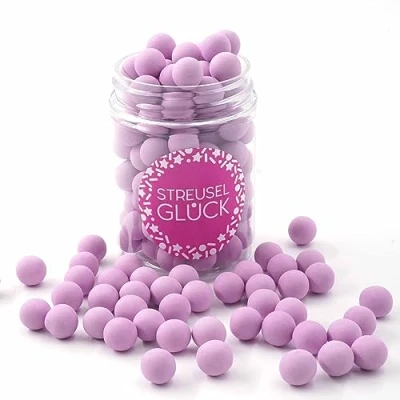 Image de STREUSEL GLÜCK Paillettes de Décoration gâteau en forme boules chocolat lilas pastel 90 g d&#039;anniversaire Noël Perles comestible