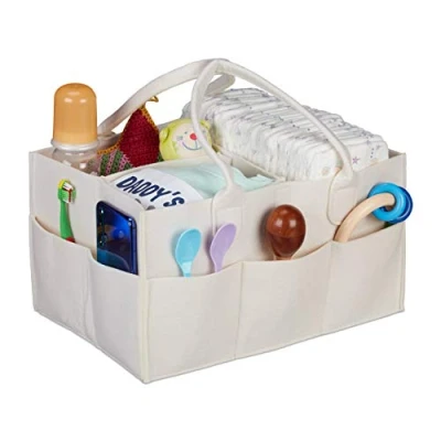 Afbeelding van Relaxdays luiertas baby verzorgingstas vilt organizer luiers uitneembare schotjes beige