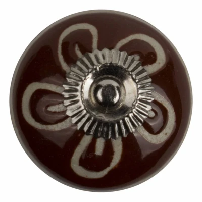 Afbeelding van Good in Style Meubelknop 40mm reliëf bruin/wit bloem