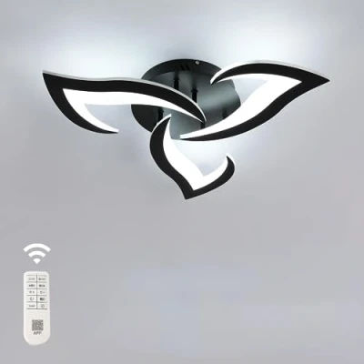 Image de Comely Plafonnier LED Dimmable, Lampe de Plafond Moderne Acrylique 35W 3937LM, 3000K 6500K, Luminaire avec Télécommande pour Chambre Salon, Dia 58cm, Noir