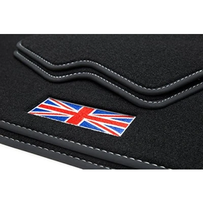 Afbeelding van teileplus24 504 Exclusieve vloermatten met Union Jack logo voor Mini 3 deurs F56 2014 Siernaden