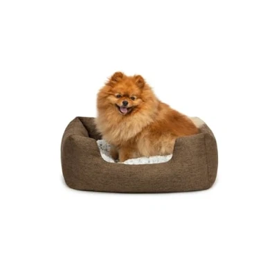 Afbeelding van Hondenbed, hondenkussen, hondenmand met omkeerbaar kussen, gemêleerd, (S) 60x50 cm bruin