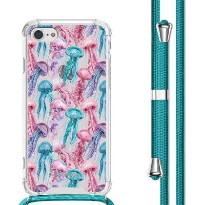 Afbeelding van imoshion Design hoesje met koord voor de Apple iPhone SE (2022 / 2020) 8 7 Jellyfish Watercolor