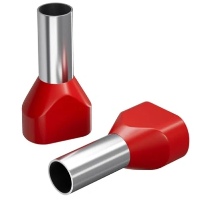 Afbeelding van 100 stuks dubbele adereindhulzen 2 x 10,0 mm² / 12 mm rood