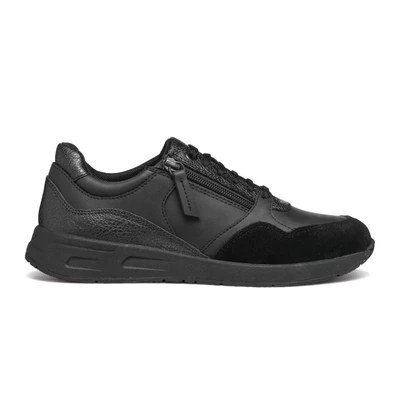 Afbeelding van Geox ILDE Sneakers laag, Dames, Maat: 36, Black Leer en imitatieleer