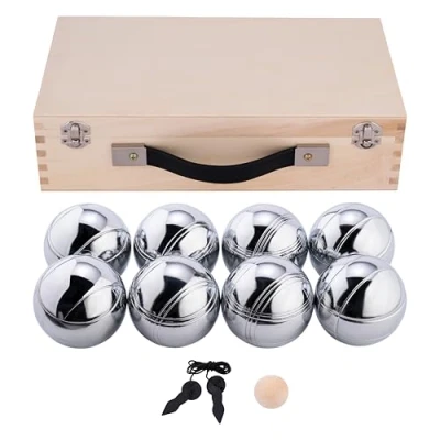 Afbeelding van Engelhart Set van 8 ballen in een luxe houten doos jeu de boules spellen 010206