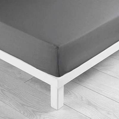 Afbeelding van Hoeslaken voor tweepersoonsbed, 160 x 200 cm, effen, 57 draden/cm², Lina, antraciet