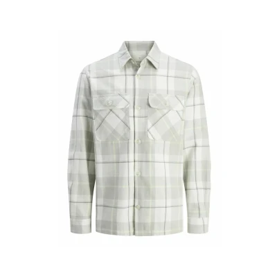 Afbeelding van Jack &amp; Jones Overhemd Jprccraymond Spring Check Overshirt 12274956 Aqua Gray Mannen Maat XL