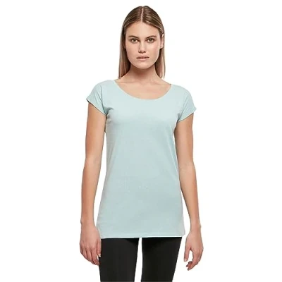 Afbeelding van Build Your Brand dames T shirt met wijde hals shirt, Turkoois