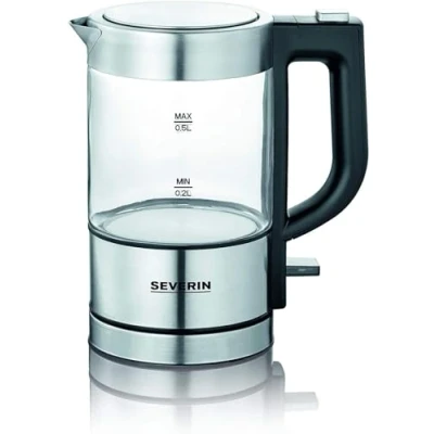 Image de Bouilloire sans fil 0.5l 1100w inox brossé/noir Severin 3472