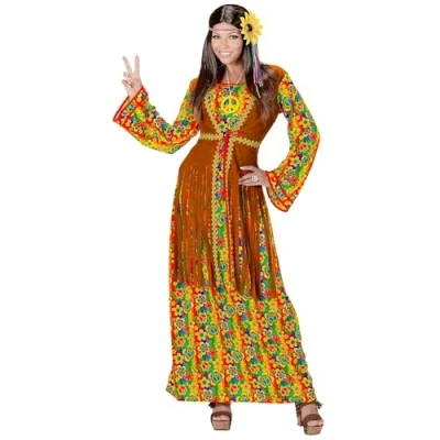 Afbeelding van Widmann Hippie Kostuum Bruine Lange Balkan Vrouw Bruin XXXL Carnavalskleding Verkleedkleding