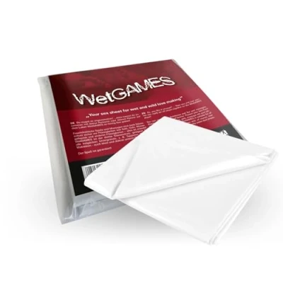 Afbeelding van JOYDIVISION SexMAX WetGAMES Bedlaken, wit, laken, 180 x 220 cm, pvc laken voor partnerspelletjes en massages, vochtbescherming het bed, wasbaar op 30 C, waterdicht