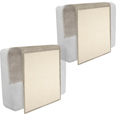 Afbeelding van Navaris Krabmat voor katten 2x aan bank Krabtapijt kat Bankbescherming 130 x 45 cm Sisal en linnen Lichtbruin