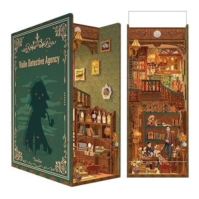 Afbeelding van Tonecheer Book Nook: Violin Detective Agency Houten 3D puzzel Verlicht Sensor DIY miniatuurhuis TQ117