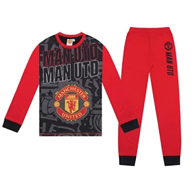 Afbeelding van Manchester United Jongens Pyjama Voetbal lang, Zwart/Rood