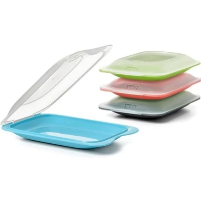 Afbeelding van Tatay 1181402 Set van 4 worst en voedselhouders Fresh Mini, BPA vrij, herbruikbaar, stapelbaar, vaatwasmachinebestendig magnetronbestendig, verschillende kleuren. maten 12 x 3,1 18 cm