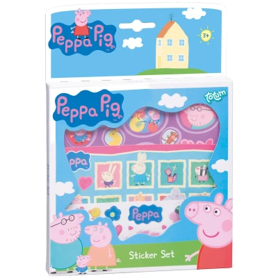 Afbeelding van Peppa Pig stickers, 3 stickervellen met speelachtergrond, creatief speelgoed Bambolino Toys